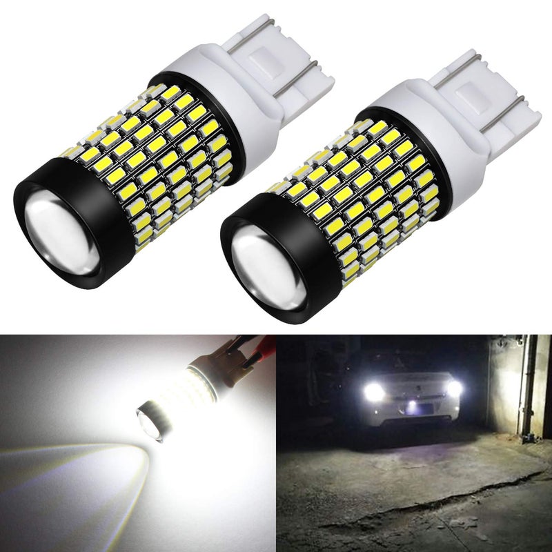 PHINLION 7440 LED Reverse Light Bulbs, Super Bright 2800 Lumens W21W 7444 7443 LED Backup Bulb or DRL Parking Light Replacecment, Non-Polarity, 6000K Xenon White, Pack of 2 - Image 1